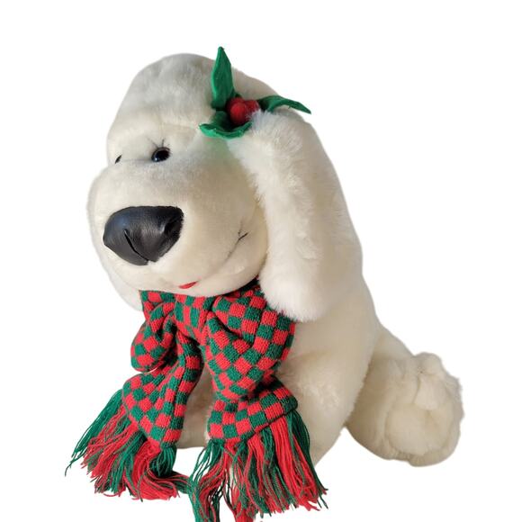 Cuddly Messengers Christmas Dog Plush Stuffed Animal 14" White Puppy Holiday - Picture 4 of 16